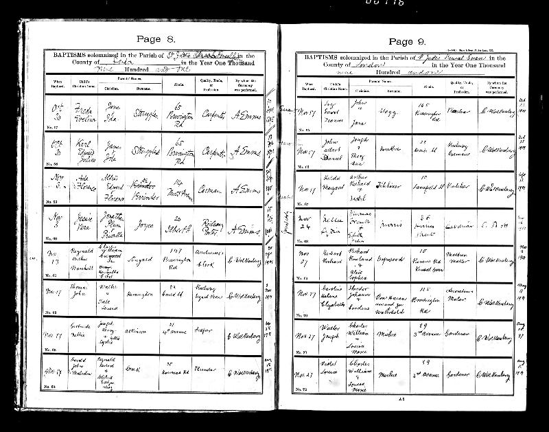 Michie (Walter Joseph) 1901 Baptism Record